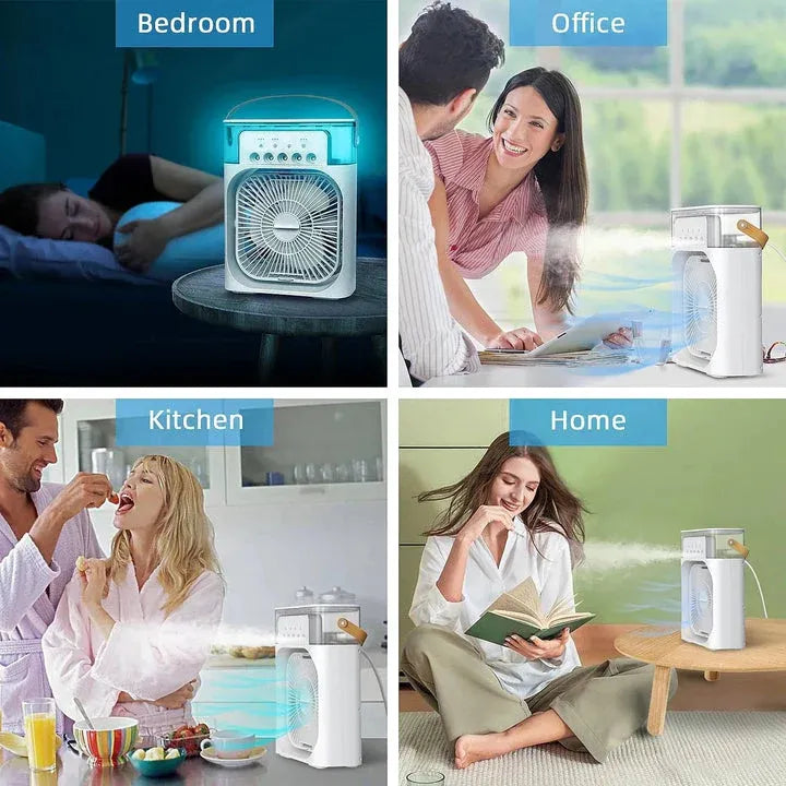 9-Inch Desktop Water Mist Fan – Portable Humidifier Air Cooler with 5-Hole Spray, 3 Speed Modes, and LED Night Light (Not Rechargeable) street mart