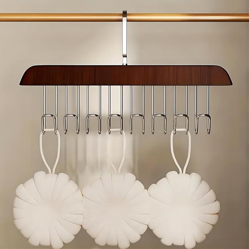 8 Hooks Wooden Clothes Hanger With Tie Rack Belt Hangers with 360°Rotating street mart