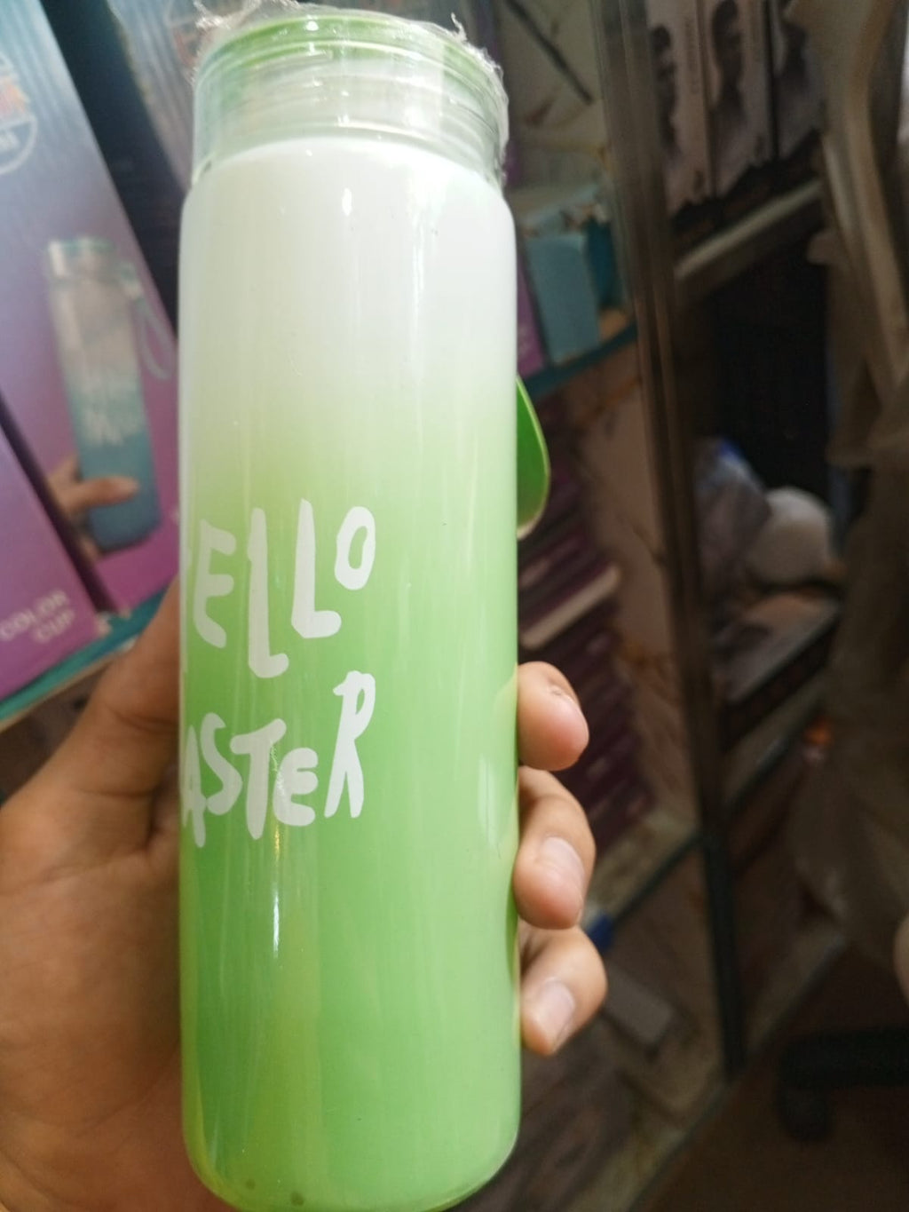 Hello Master 480ml Frosted Glass Water Bottle - Transparent Leak-Proof Portable Drinkware with Carrying Strap (Random Color) street mart