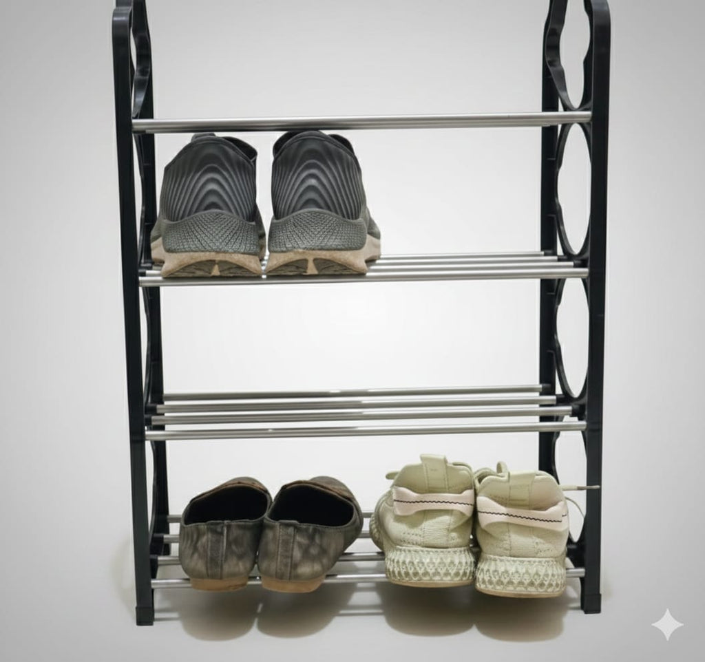 4 Layer Multipurpose Metal Shelf Rack  | Space Saving Storage Organizer for Kitchen, Living & Study Room Street Mart