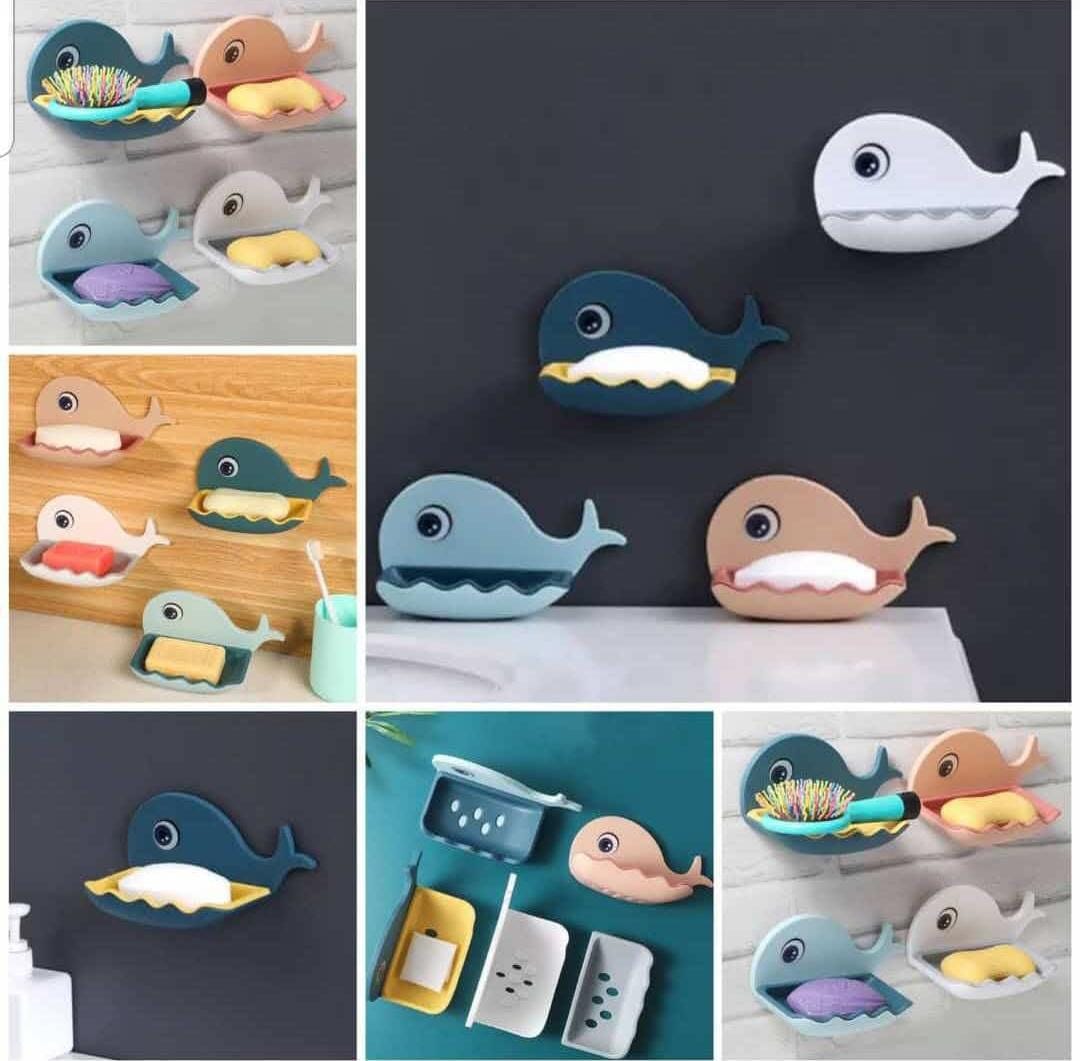 Fish Soap Stands for Bathroom Double Layers Plastic Adhesive Waterproof Wall Mounted Bar Soap Dish Holder Rack for Shower Wall, Kitchen, Bathroom Multicolor (Pieces 1) street mart