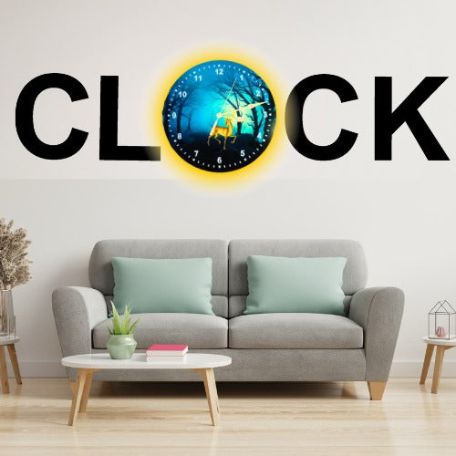 3D Wooden Alphabetic Clock With Esthetic Dial | Best Quality Alphabetic Design Clock For Home Decor | Home Decor Clock 30 inch  - With Light street mart