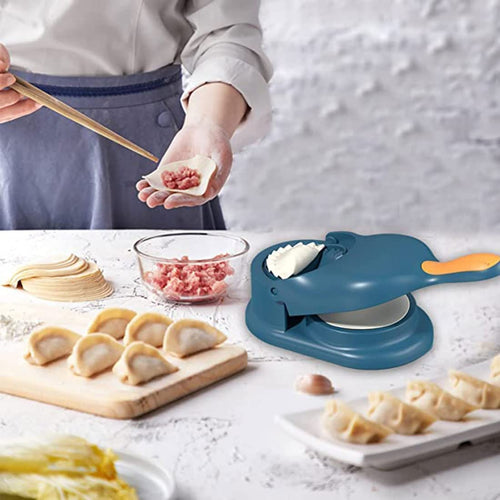 2-in-1 Manual Dumpling Maker & Dough Press Machine | Portable Samosa & Gujiya Mould Tool | Easy Kitchen DIY Pastry Accessory (Random Colour) street mart