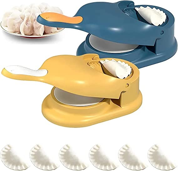 2-in-1 Manual Dumpling Maker & Dough Press Machine | Portable Samosa & Gujiya Mould Tool | Easy Kitchen DIY Pastry Accessory (Random Colour) street mart