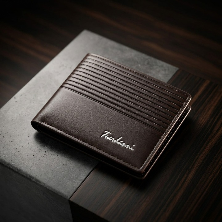 Fuerdanni Luxury Classic Bifold Wallet – Elegant Textured Synthetic Leather Wallet for Men (Brown) street mart