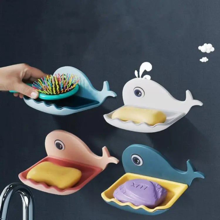 Fish Soap Stands for Bathroom Double Layers Plastic Adhesive Waterproof Wall Mounted Bar Soap Dish Holder Rack for Shower Wall, Kitchen, Bathroom Multicolor (Pieces 1) street mart