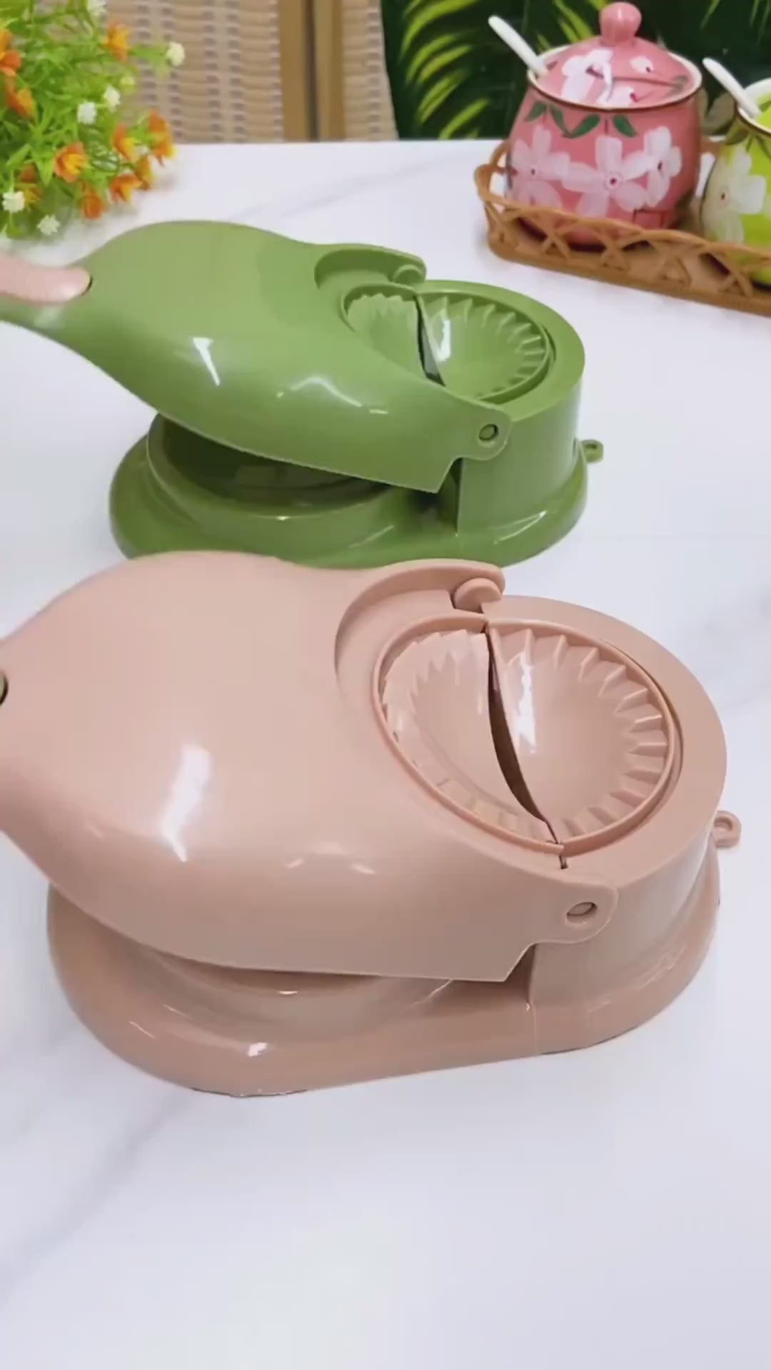 2-in-1 Manual Dumpling Maker & Dough Press Machine | Portable Samosa & Gujiya Mould Tool | Easy Kitchen DIY Pastry Accessory (Random Colour)